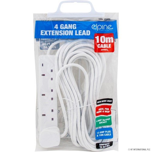 4 Way 10M Extension Lead