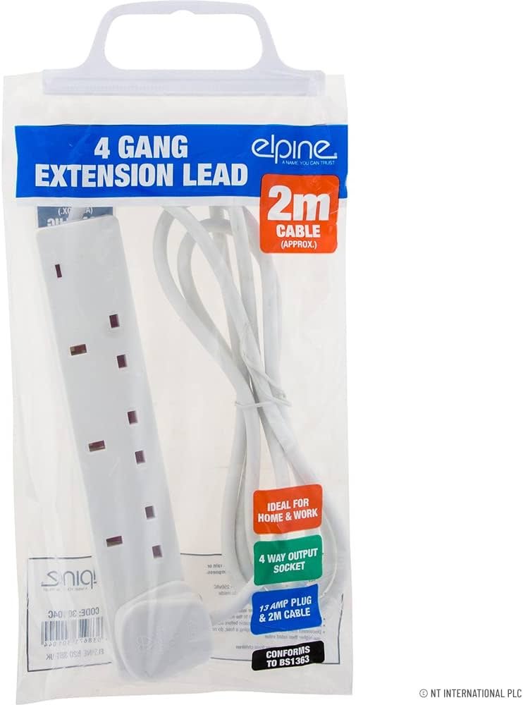 4 Way 2M Extension Lead