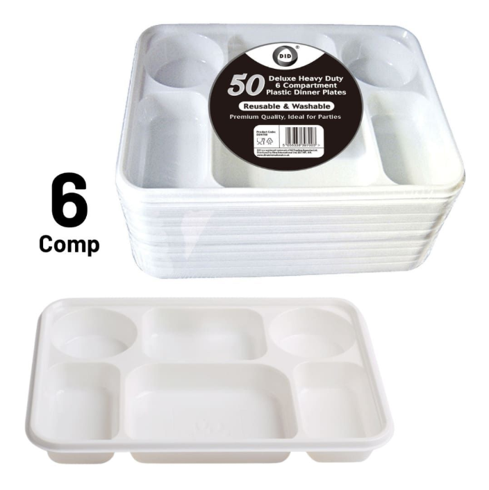 PLASTIC 6 COMPARTMENT PLATE