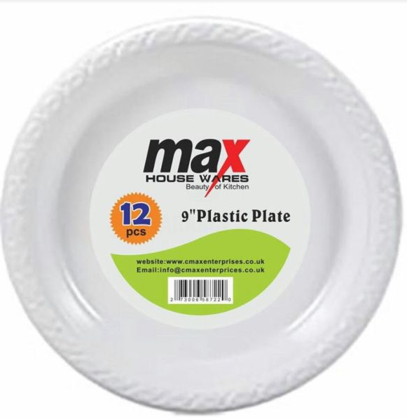 12PCS 9" PLASTIC PLATE
