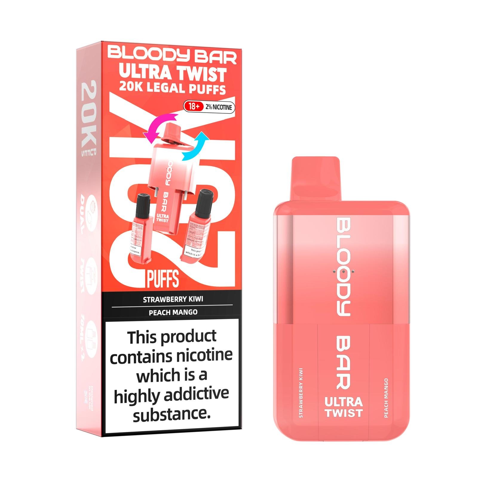 BLOODY BAR 20K STRWBRY KIWI/PCH MNGO