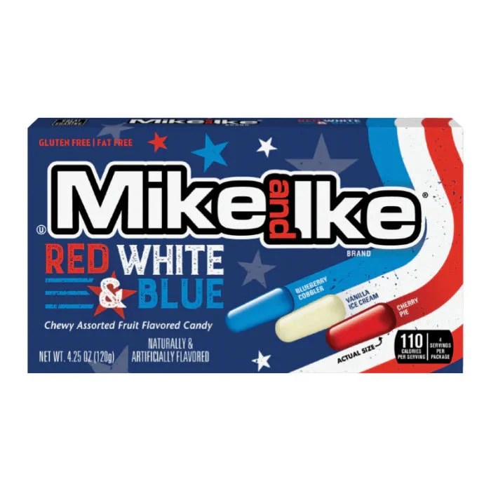 MIKE AND IKE MEGA RED WHITE AND BLUE