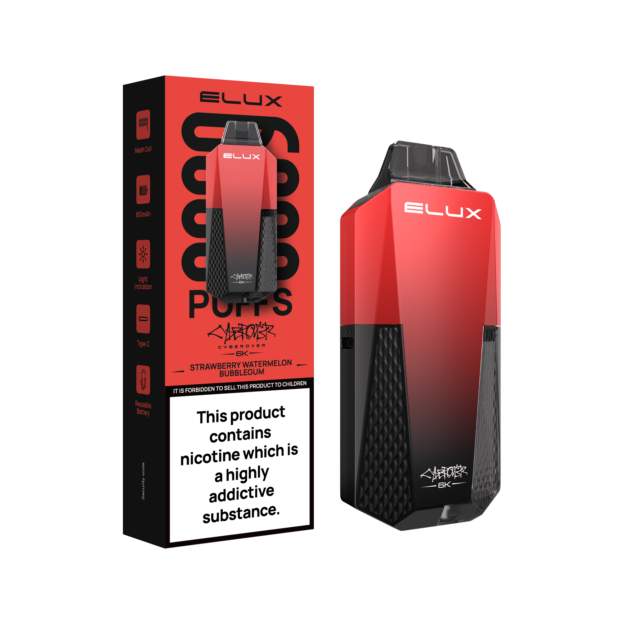 ELUX CYBEROVER 6K STRAWBERRY WATERMELON BUBBLEGUM