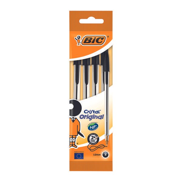 BIC Pens Cristal 4PK Black (10)