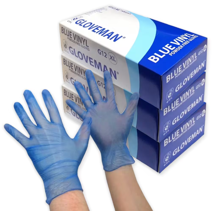 Vinyl blue gloves