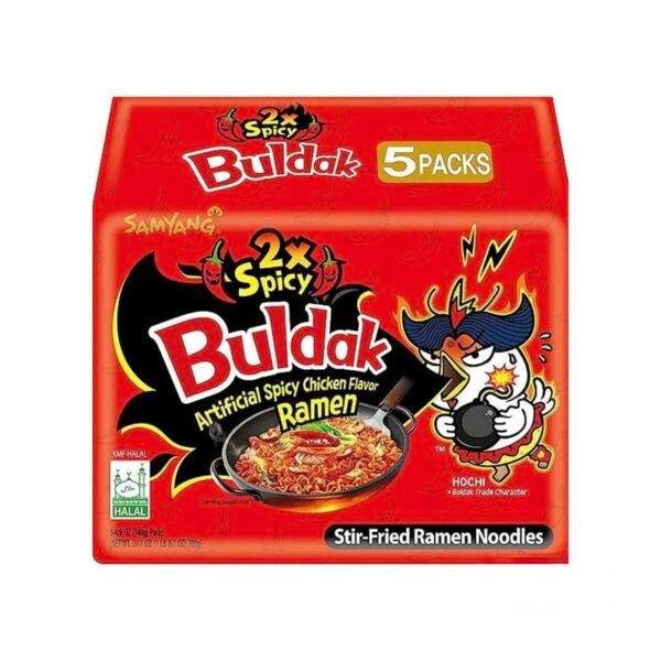 BULDAK NOODLES HOT CHICKEN 2X SPICY FLAVOUR 140G X 5 X 8